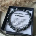 BRANSOLETKA MĘSKA LARVIKIT TURMALIN HEMATYT CZACHA OCHRONA SIŁA RÓWNOWAGA